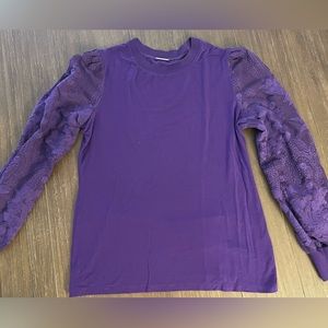 Elie Tahari size M purple lace sleeve top.  Like new!